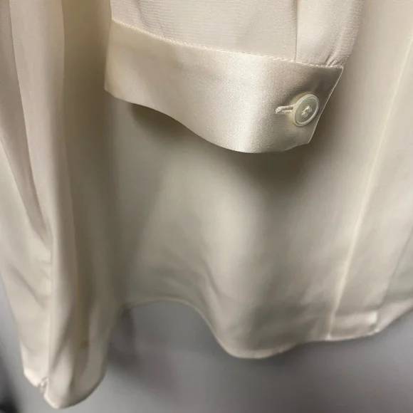 Lafayette 148 New York Ivory Satin Blouse - Picture 4 of 5